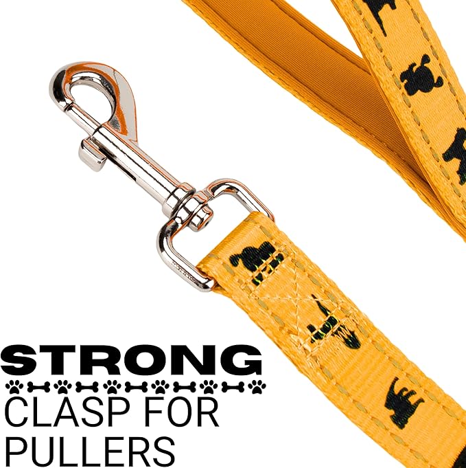 EcoBark Dog Leash - Soft & Reflective Yellow Comfort Leash with Padded Handle - Strong Durable Heavy Duty - Training and Pulling for Small, Medium or Large Dogs