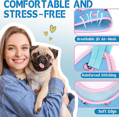 Supet Dog Grooming Hammock Harness for Dogs Cats, Relaxation Pet Nail Clipper Hammock, Restraint Dog & Small Animal Leashes Sling for Groomingk for Nail Trimming (Blue-Love, S)