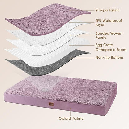 EHEYCIGA Orthopedic Dog Beds for Large Dogs with Removable Washable Cover for Crate, Fog Purple, 35x23