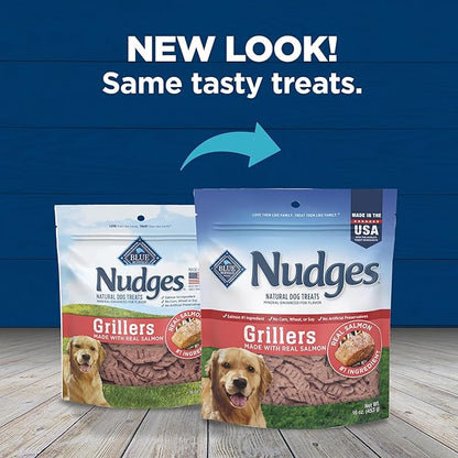 Blue Buffalo Nudges Grillers Natural Dog Treats, Made in The USA with Real Salmon, 16-oz. Bag