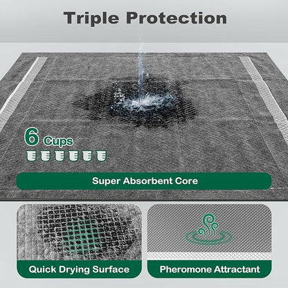 MIZOK 100 Counts Pee Pads for Dogs Charcoal, 28"x30" Large Wee Wee Pads for Dogs, Superior Odor Protection, Super Absorbent & Leak-Proof, Puppy Pads with Adhesive Tabs, Thick & Heavy