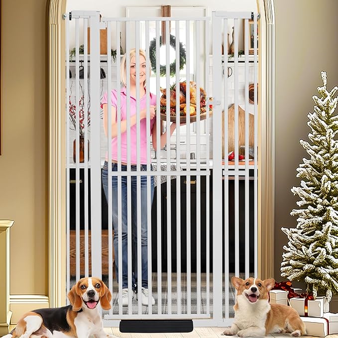 SHYUJAJIE 71 Inch Extra Tall Pet Gate for Cats, 29.5-43" Adjustable Wide Dog Gates, Pressure Mounted Walk Through Tall Cat Gate for Doorways,Hallway,Stairs,House（White）