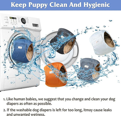5 Pack Dog Diapers Male Reusable, Premium Belly Bands for Dogs, High Absorbing Male Dog Pee Wraps for Doggie in Incontinence or Excitable Urination and Training Gray XL