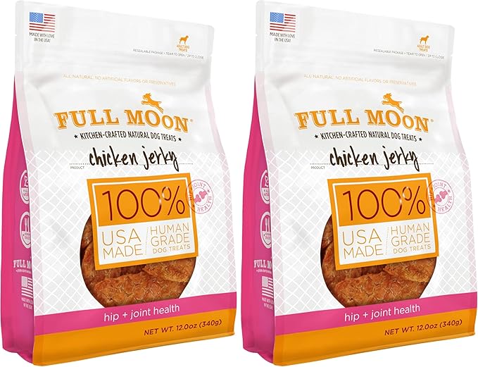 Full Moon Chicken Jerky Dog Treats | Human Grade | Hip and Joint Support | 12 oz | Pack of 2