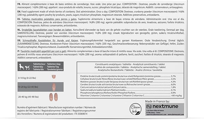 Dermoscent UTI-Zen Cranberry Tablets for Dogs & Cats Food Supplement for Bladder, Kidney & Urinary Tract Health Chicken Flavoured - 30 Tablets