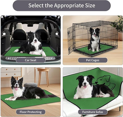 Washable Pee Pads for Dogs Reusable, 2 Pack 36"x51" Training Puppypads Absorbency Non-Slip & Leak-Proof for Pet Whelping Box Playpen Crate Sofa Bed Floors (Green)