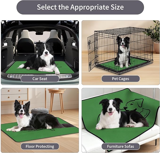 Washable Pee Pads for Dogs Reusable, 2 Pack 24"x36" Training Puppypads Absorbency Non-Slip & Leak-Proof for Pet Whelping Box Playpen Crate Sofa Bed Floors (Green)