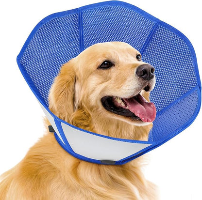 Foldable Dog Cone Collar After Surgery, Adjustable Soft Dog Cone, Soft Inner & Sturdy Protective Recovery Collar to Prevent Dogs from Licking Wounds (S)