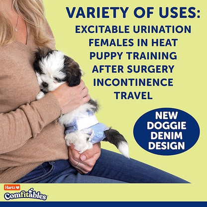 Hartz Comfitables Disposable Dog Diapers, Size XXS 42 count, Comfortable & Secure Fit, Easy to Put On, Super Absorbent Male and Female Diaper