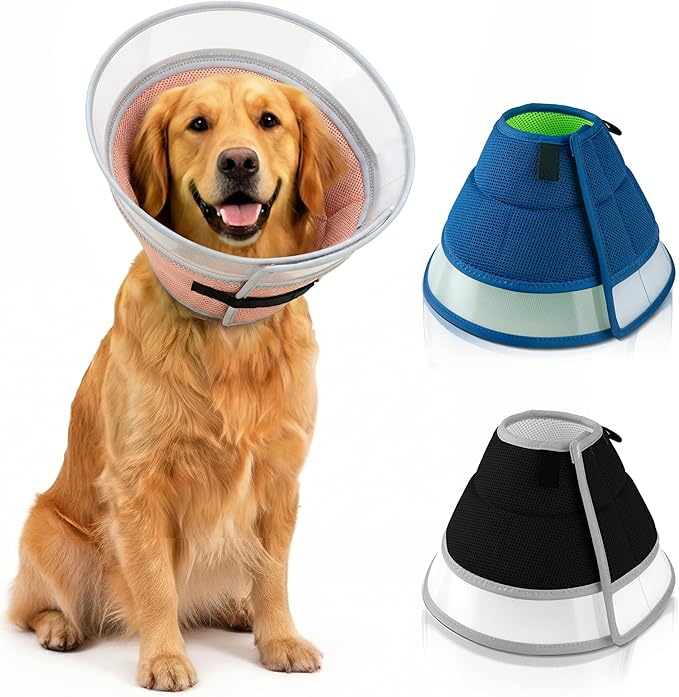 Soft Dog Cone Collar to Stop Licking Small,Medium.Large Dog Cone,Adjustable and Reversible Design,Non-Woven Breathable Fabric, Elizabethan Recovery Collar After Surgery for Cat or Dogs (Pink, Medium)