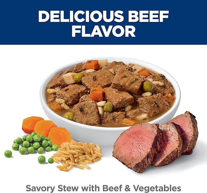 Hill's Science Diet Adult 7+,Senior Adult 7+ Premium Nutrition,Wet Dog Food,Beef & Vegetables Stew,12.8 oz Can,(Pack of 24)