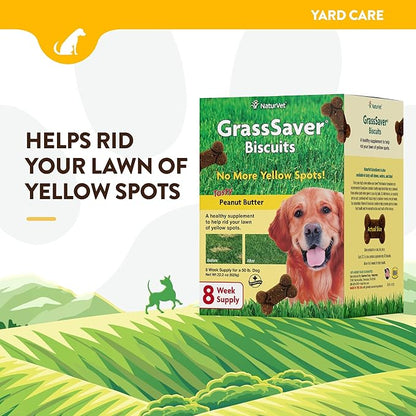 NaturVet GrassSaver| Biscuits for Dogs – Help Keep Grass Green, Rid Your Lawn of Yellow Patches Caused by Dog Urine| No More Yellow Spots| DL-Methionine – Peanut Butter Flavor – 22 oz