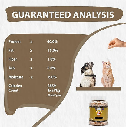 Chicken Liver Dog Treats | Freeze Dried Liver Treats for Dogs, 100% Human Grade, Single Ingredient | Grain-Free Kitten Treats, High Protein | No Additives or Preservatives | Tested in USA | 3.1 oz