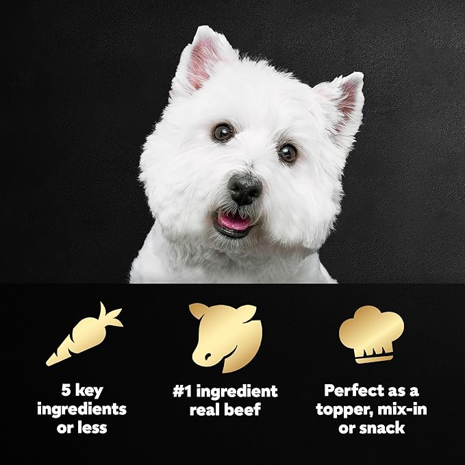 Cesar Simply Crafted Adult Wet Dog Food Toppers for Dry Food, Beef, Chicken, Purple Potatoes, Peas & Carrots, 1.3 oz Tubs, 10 Count