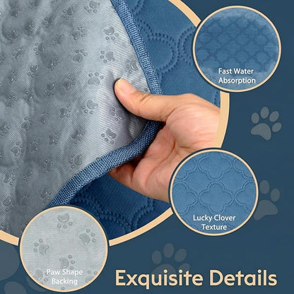 FunFurry Washable Pee Pads for Dogs - 4 Pack Reusable Pee Pads，Waterproof Puppy Pads，Pet Training Pads，Super Absorbent with Dog Paw Shape Non-Slip Backing (Blue, 18" X 24" - 4 Pack)