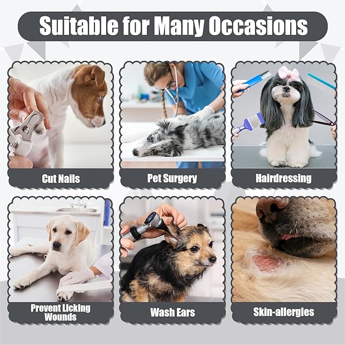 Soft Dog Cone Collar - Adjustable Recovery Cone for Medium Large Dogs After Surgery to Stop Licking, Waterproof Elizabethan Protective Neck Donut Collar Alternative for Pet (Grey, L)