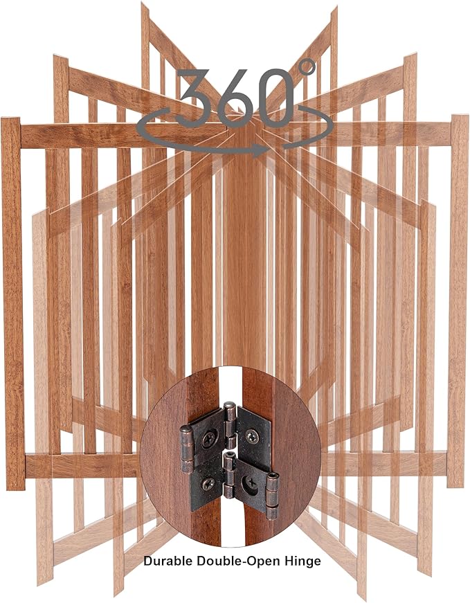 LZRS Freestanding Extra Wide Dog Gate 30 inch Tall - 4 Panels Solid Wooden Pet Gate for Doorways, Stairs, Hallways,Kitchens& Long Areas, Expandable & Foldable with Support Feet,Indoor Use,Oak