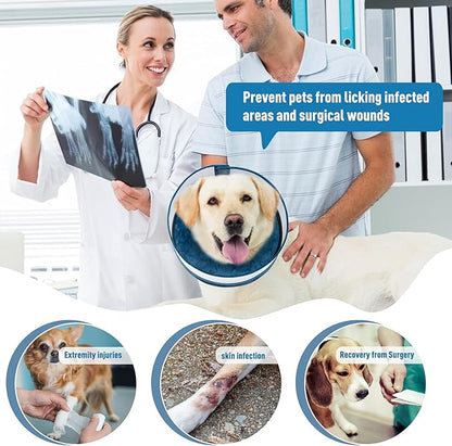 Inflatable Dog Cone, Soft Dog Cone Collar After Surgery for Alternative with Enhanced Anti-Licking Guard Shield Adjustable Detachable Cone Collar, Elizabethan Collar (S, Blue)