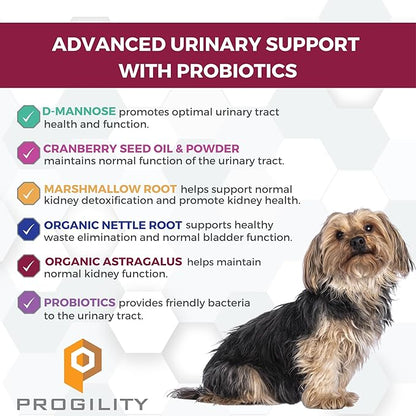 Nootie Progility Mini Urinary Support Supplement for Dogs, Bladder Support and Urinary Tract Support for Dogs with Cranberry and D-Mannose, 60 Soft Chews per Container