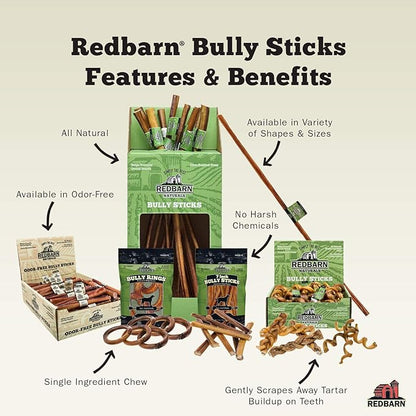 Redbarn Pet Products 7" Bully Sticks for Dogs 6-Count, Pack of 15
