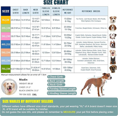 Yeapeeto Dog Onesie Surgery Recovery Suit for Large Medium Bodysuit Dogs Pajamas PJS Full Body for Shedding, Prevent Licking, Wound Protection, Cone Alternative (6XL, Red)