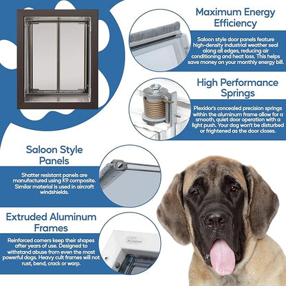 Plexidor Wall Mount Pet Doors for Cats and Dogs - Energy Efficient Pet Freedom - Bronze