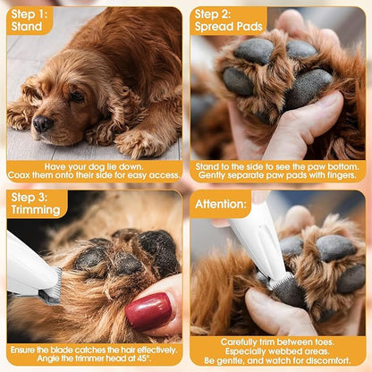 Palksky Dog Paw Trimmer, Upgraded 18mm-Blade Electric Dog Clippers for Groomming-with Led Display, Waterproof Pet Micro Precisiion Trimmer, Rechargeable Hair Shaver for Paws, Ears, Face, Rump-and Eyes