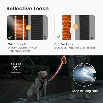 IOKHEIRA Orange Leash for Large Dogs, Multifunctional Adjustable Heavy Duty Leash