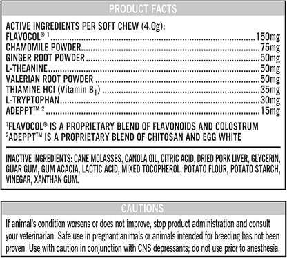 Pure Balance Pro+ Calming Supplement for Dogs, Veterinarian Formulated Soft Chews with Chamomile, Valerian Root, L-Tryptophan, Ginger Root, and FlavoCol – Stress & Anxiety Relief (4.23 oz)