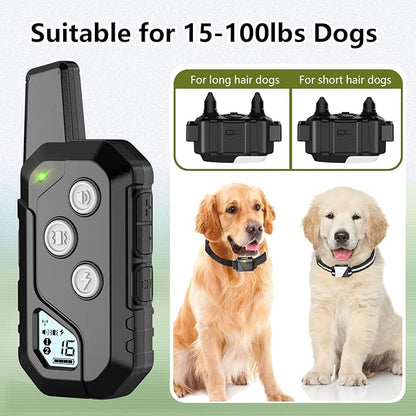 Shock Collar for Dogs, Dog Training Collar with Remote Control for 2 Dogs, 3 Training Modes with Beep, Vibration and Satic, Waterproof, Rechargeable for Large Medium Small