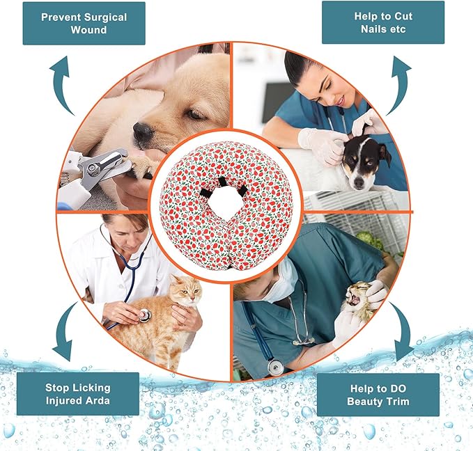 Protective Inflatable Collar for Dogs and Cats - Soft Pet Recovery Collar Does Not Block Vision, Prevents Pets from Touching Stitches, Wounds and Rashes (Floral - 1, Neck 6" - 8")