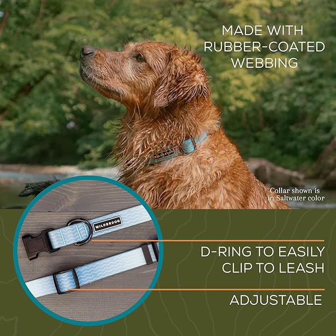 Wilderdog Waterproof Dog Collar - Repels Water & Dirt - Small 11"-15" - Saltwater