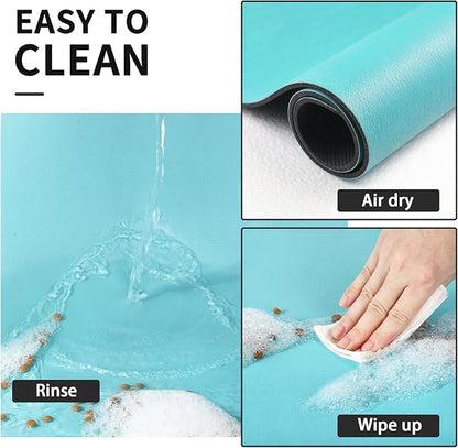 HotLive Dog Food Mat - Absorbent Cat Mat for Food and Water, No Stains Pet Feeding Bowl Mat, Easy to Clean Pet Placemats, Quick Dry Dog Water Dispenser Mat for Messy Drinkers | Teal 24"x36"