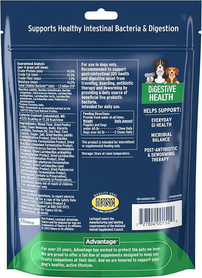 Pet Protect Digestive Health Supplement with Probiotics for Dogs, Vet-Formulated Lactoquil, Chicken-Flavored Soft Chews (60 Count)