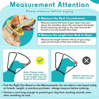 Dog Cone Collar, Transparent Recovery Cone for Large Medium Small Dogs, Soft Elizabethan Collar After Surgery to Prevent Licking Wound, Enhanced Visibility Patented