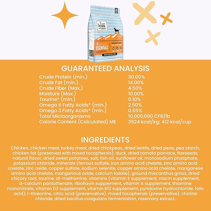 I and love and you Naked Essentials Dry Dog Food - Chicken + Duck - High Protein, Real Meat, No Fillers, Prebiotics + Probiotics, 4lb Bag