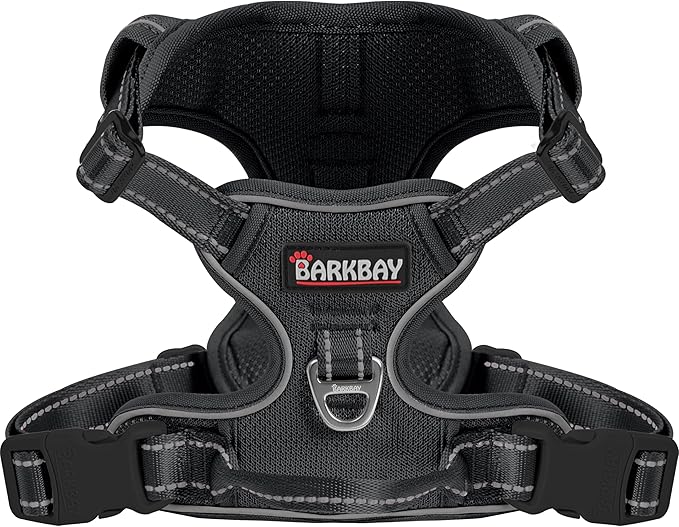 BARKBAY Dog Harness No Pull Mesh for Large Dogs - Adjustable, Reflective, Comfortable, No Choke, Heavy-Duty - Perfect for Outdoor Training, Walking, and Hiking - Strong & Durablee - XL & Black Mesh