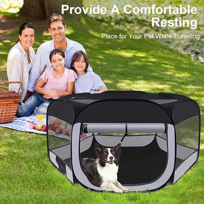 Dog Cat Playpen,Portable Pet Puppy Playpen,Rabbit Puppy Dog Play Pen for Indoors,Dogs Tent for Indoor Cats,Kitten Playpen,Collapsible Small Cats Crate Cage for Small Dogs with Carrying Case(Grey, M)