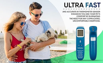 PetMedics by iHome Cat & Dog Thermometer for Pets Ear or Belly No Contact Scan - Large Number Digital Lit Display - Batteries Included - Canine and Pet Fever Detection