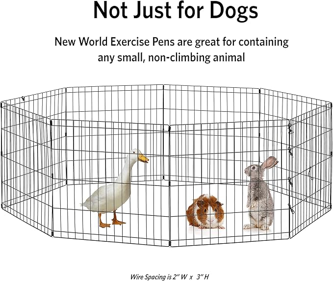 New World by MidWest Homes for Pets 48-Inch Exercise Pen, for Indoor and Outdoor use, 16 Sq Feet of Play, Folding Dog Pen, No Door Design for Maximum Security, Easy to Set Up, Foldable Pet Playpen