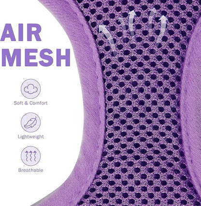 SCENEREAL No Pull Dog Harness Collar and Leash Set Small Medium Sized Dog, Soft Mesh Puppy Harnesses, No Chock Plaid Adjustable Pet Vest for Outdoor Walking Training and Running, Purple XS