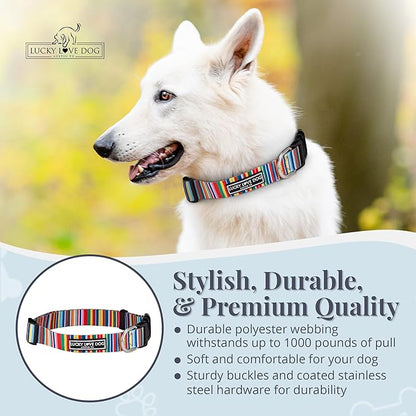 Lucky Love Dog - Adjustable Dog Collar with Easy Click Buckle for Large Ones, Durable, & Comfortable for Male & Female Dogs, Pet Collar for Puppies & Adult Dogs - Hippie, Large