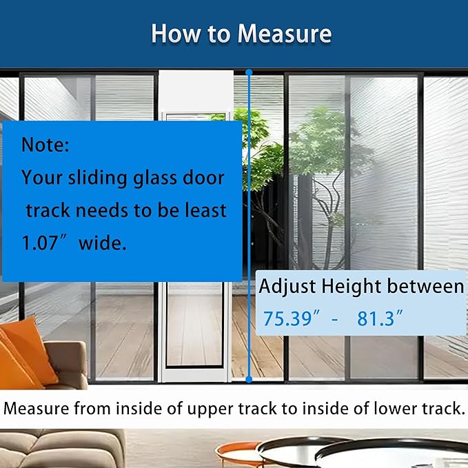 XLarge Dog Door for Sliding Glass Doors, Adjustable 75.39" to 81.3" Slider Height, Extra Large Dog Door for Sliding Glass Door, All-Metal Framed & Lockable Panel