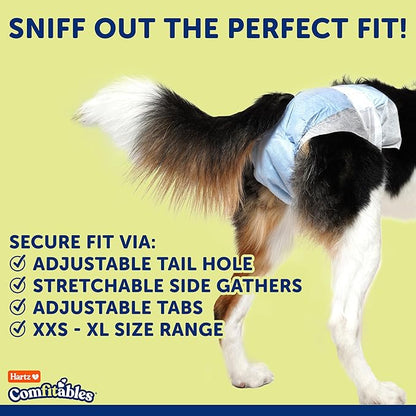 Hartz Comfitables Disposable Dog Diapers, Size Large 12 Count, Comfortable & Secure Fit, Easy to Put On, Super Absorbent Male and Female Diaper