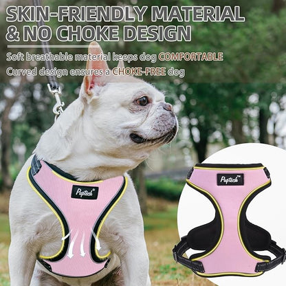 PUPTECK Dog Harness and Leash Set Medium Sized, Adjustable Reflective Escape Proof Puppy Vest, No Pull Walking Harness Easy Control