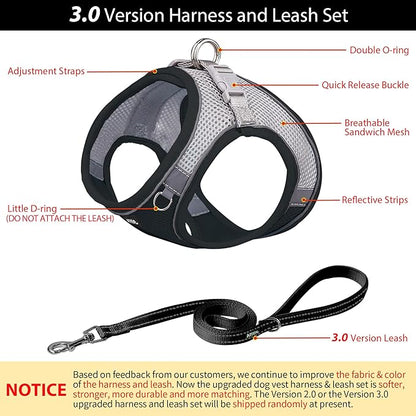 AIITLE Easy Walk Dog Harness and Leash Set - Pet Supply No Pull, Step in Adjustable Dog Harness with Padded Vest for All Weather, Dog Harness No Choke Over, Easy to Put on Medium Dogs Black L