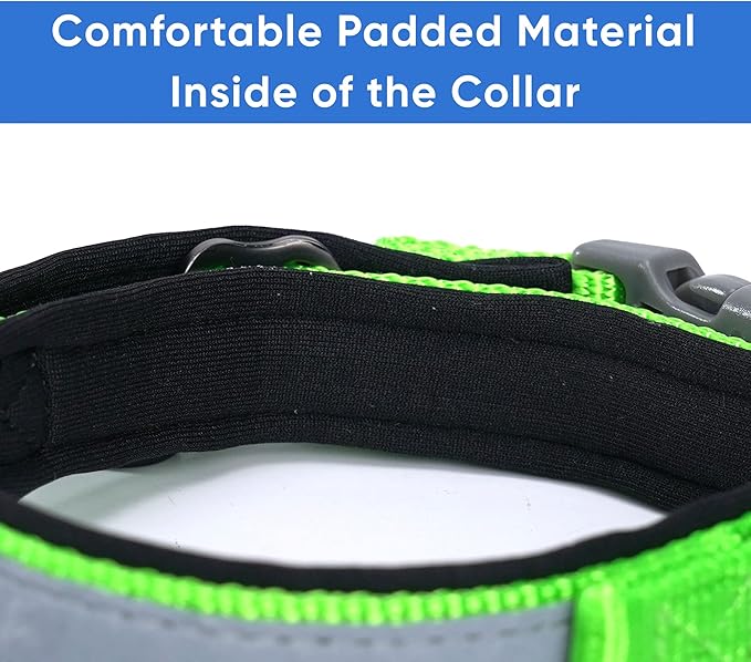 Pawtitas Lumberjack Padded Martingale Collar for Dogs | Soft Neoprene Dog Collar for Your pet's Comfort Made with Reflective Band for Maximum Visibility | Fits Small and Large Pets - Medium Green