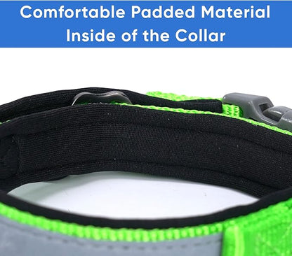 Pawtitas Lumberjack Padded Martingale Collar for Dogs | Soft Neoprene Dog Collar for Your pet's Comfort Made with Reflective Band for Maximum Visibility | Fits Small and Large Pets - Medium Green