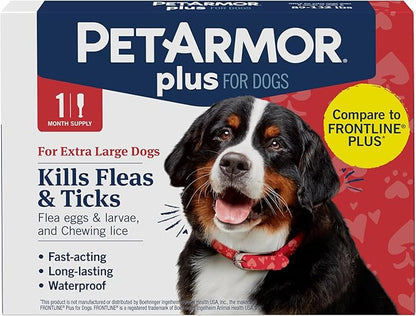 PetArmor Plus Flea and Tick Prevention for Dogs, X-Large Dog Flea and Tick Treatment, 1 Dose, Waterproof Topical, Fast Acting, for X-Large (89-132 lbs)