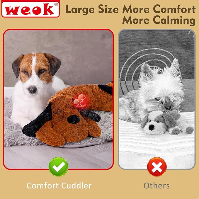 WEOK Puppy Heartbeat Toy for Separation Anxiety Relief, Heartbeat Stuffed Animal Anxiety Calming Behavioral Aid Plush Toy for Dogs Cats Pets